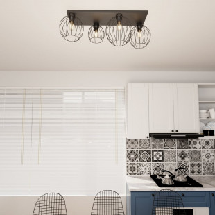 Plafon druciany Emibig Nest IV | Loft, E27, Czarny