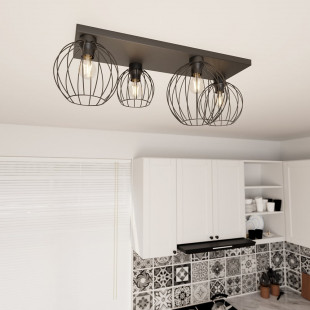 Plafon druciany Emibig Nest IV | Loft, E27, Czarny