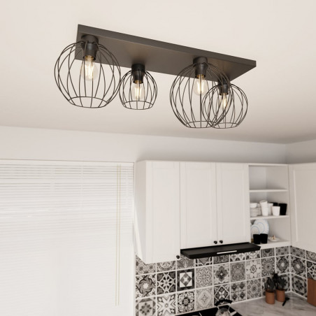 Plafon druciany Emibig Nest IV | Loft, E27, Czarny