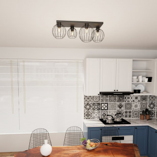 Plafon druciany Emibig Nest IV | Loft, E27, Czarny