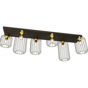 Plafon druciany 6 punktowy Barn 115cm czarno-złoty Emibig