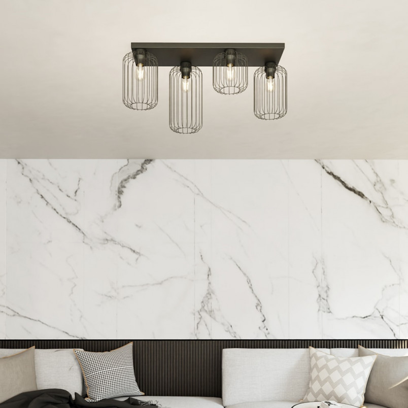 Plafon druciany Barn 4x E27 czarny - Emibig | Loftowa lampa