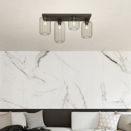 Plafon druciany Barn 4x E27 czarny - Emibig | Loftowa lampa