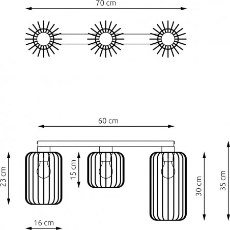 Plafon Barn czarny Emibig | Loftowy design, 70cm