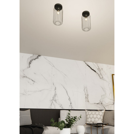 Plafon druciany Barn czarny Emibig | Loftowa lampa E27