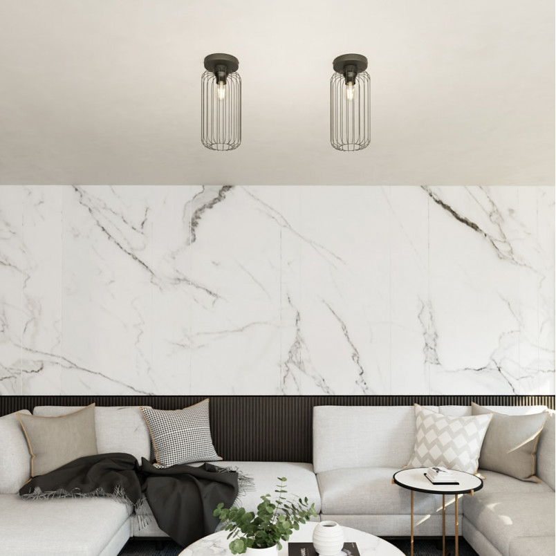 Plafon druciany Barn czarny Emibig | Loftowa lampa E27