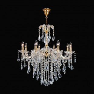 Żyrandol wiszący z kryształkami Chateau 70cm przeźroczysty / złoty Zumaline