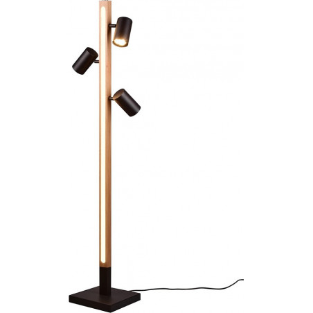 Lampa podłogowa loft Trio Marley III | Czarny mat / Drewno