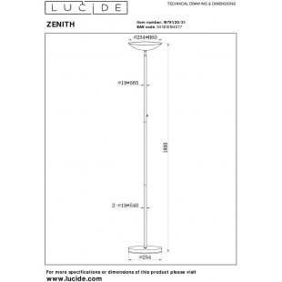 Lampa podłogowa LED Zenith biała | Lucide - Kup online