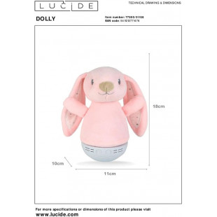 Lampka nocna Dolly Bunny Lucide - Różowa, z muzyką | Sklep z lampami