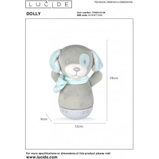 Lampka Nocna Dolly Dog Lucide - Muzyka, LED, Szara