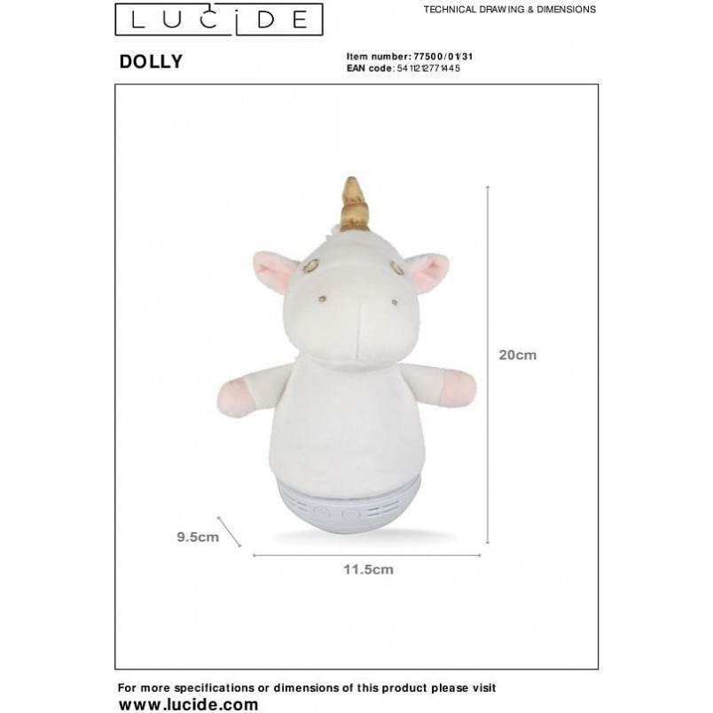 Lampka nocna Dolly Unicorn Lucide - Muzyka i LED | Sklep