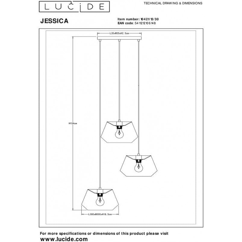 Lampa wisząca czarna Lucide Jessica - Elegancki design