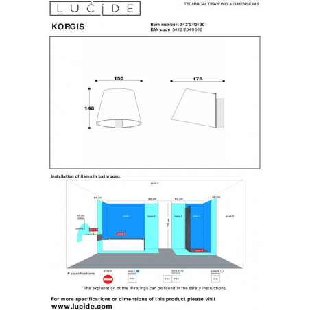 Kinkiet LED do łazni Korgis | Lucide - Nowoczesny design