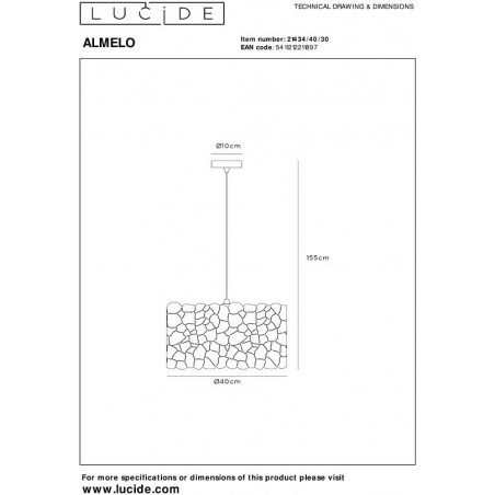 Lampa wisząca Almelo | Lucide | Czarna, złota | Kup online