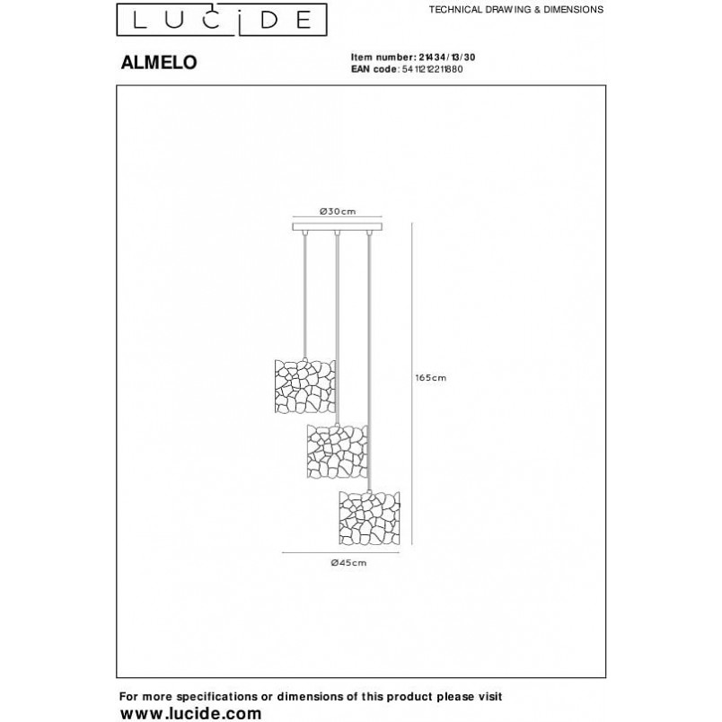 Lampa wisząca Almelo III czarny/złoto | Lucide - Elegancki design