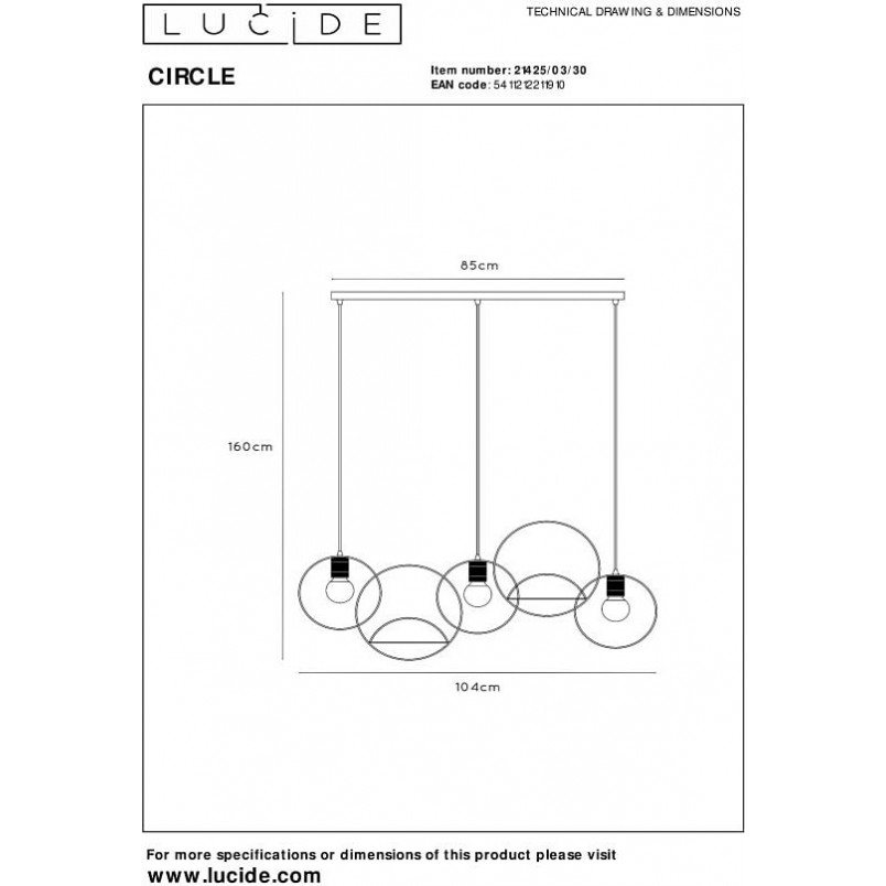 Lampa Loft Circle Czarno-Złota | Lucide - Oświetlenie