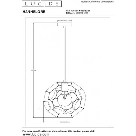 Lampa Wisząca Kula Czarna Lucide Hannelore | Sklep Lamp