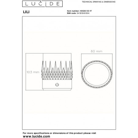 Lampa Lili Lucide - Zestaw 3 lampek bezprzewodowych glamour