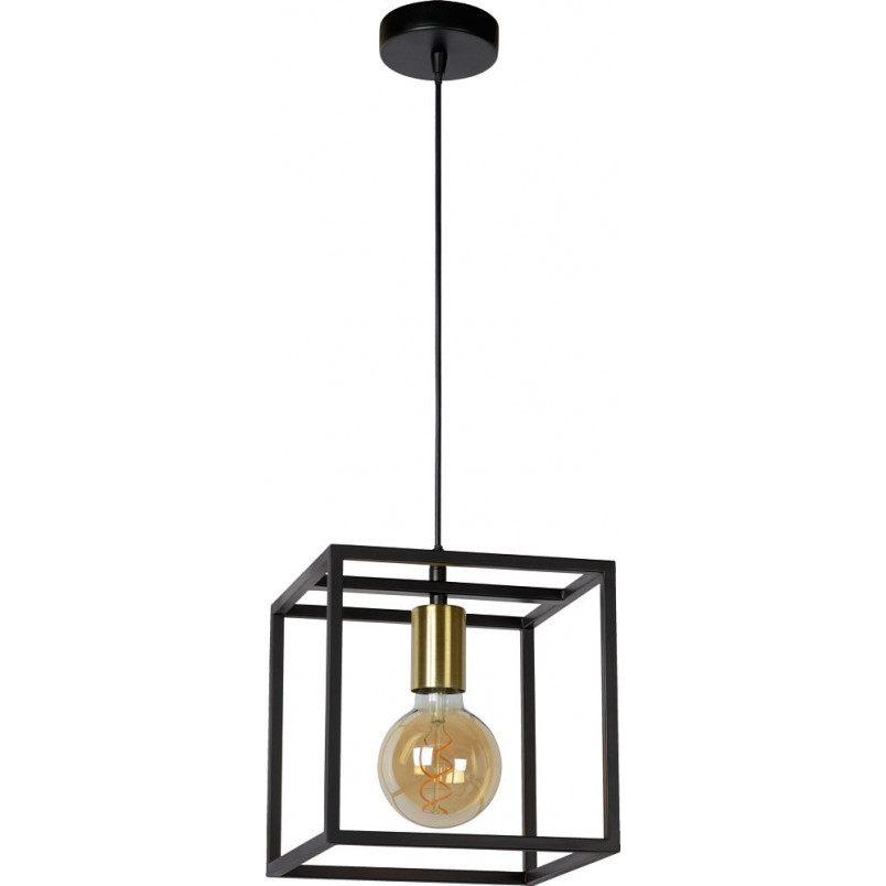 Lampa Wisząca Loft Ruben | Czarna z Mosiądzem | Lucide