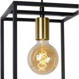 Lampa Wisząca Loft Ruben | Czarna z Mosiądzem | Lucide
