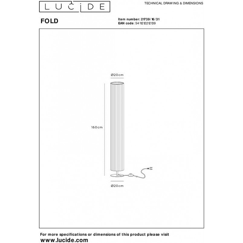 Lampa podłogowa Japandi Fold biało-czarna | Lucide