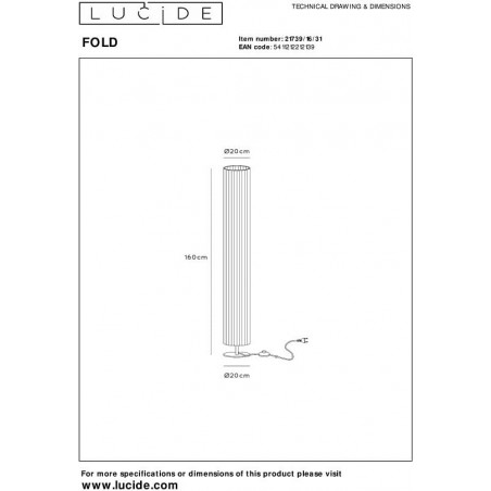 Lampa podłogowa Japandi Fold biało-czarna | Lucide