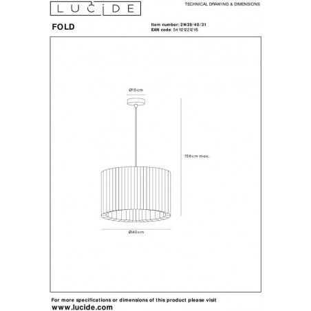 Lampa wisząca Japandi Fold biała | Lucide - Stylowe oświetlenie