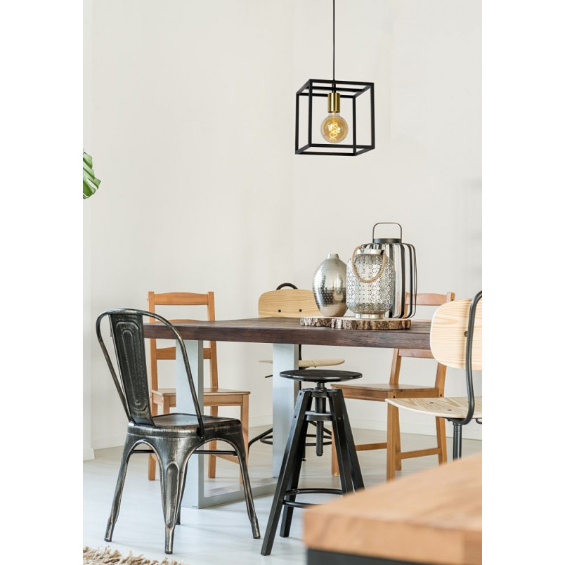 Lampa Wisząca Loft Ruben | Czarna z Mosiądzem | Lucide