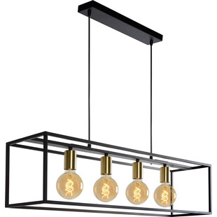 Lampa wisząca druciana podłużna Ruben 92 Czarny/Mosiądz marki Lucide