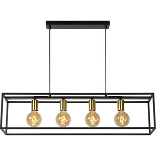 Lampa wisząca druciana podłużna Ruben 92 Czarny/Mosiądz marki Lucide