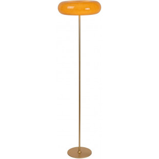Lampa podłogowa szklana retro Sentino 150cm taupe / matowe złoto / mosiądz Lucide