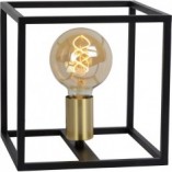 Lampa stołowa loft Ruben | Czarna z mosiądzem | Lucide