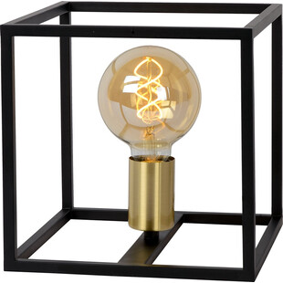 Lampa stołowa loft Ruben | Czarna z mosiądzem | Lucide