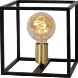 Lampa stołowa loft Ruben | Czarna z mosiądzem | Lucide