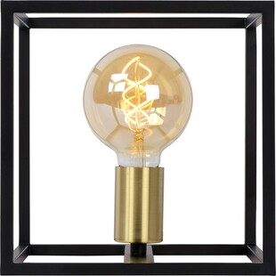 Lampa stołowa loft Ruben | Czarna z mosiądzem | Lucide