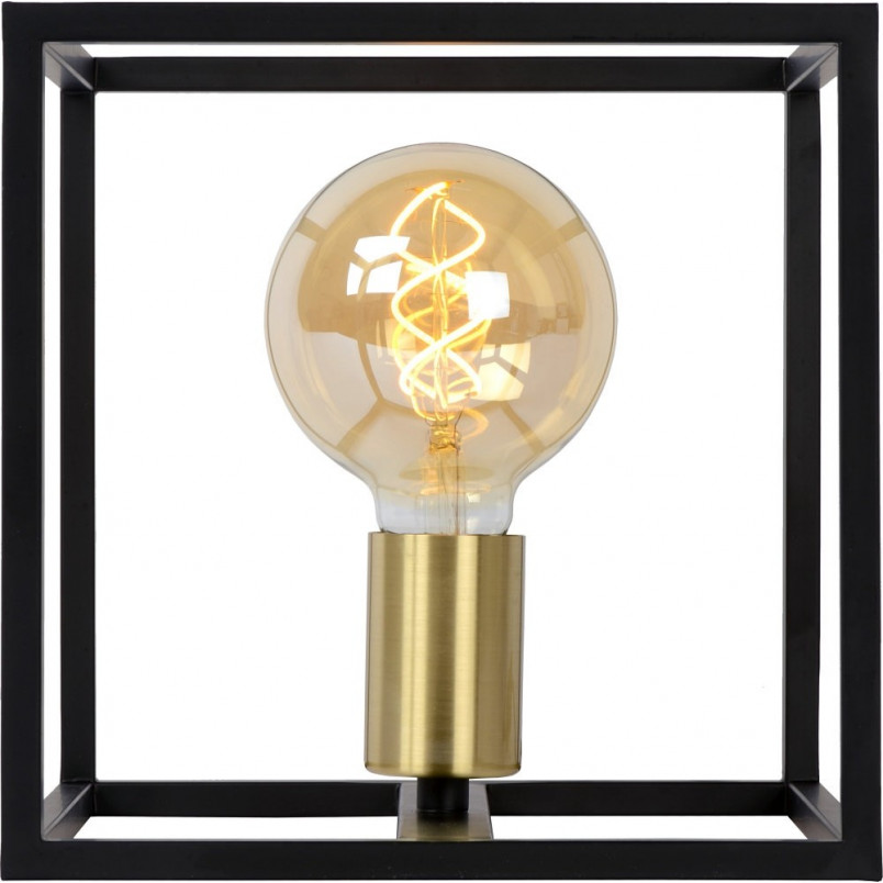 Lampa stołowa loft Ruben | Czarna z mosiądzem | Lucide