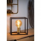 Lampa stołowa loft Ruben | Czarna z mosiądzem | Lucide