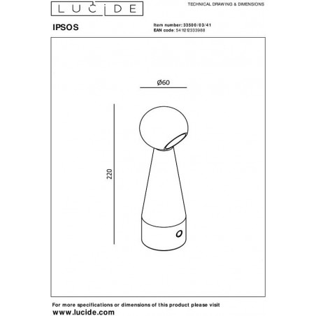 Lampa stołowa LED Ipsos beżowa Lucide - Nowoczesny design