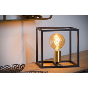 Lampa stołowa loft Ruben | Czarna z mosiądzem | Lucide