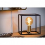 Lampa stołowa loft Ruben | Czarna z mosiądzem | Lucide