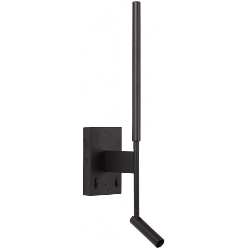 Kinkiet Finan LED Lucide | Czytanie + USB | Czarny