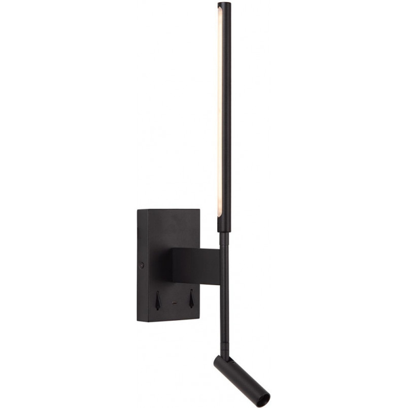 Kinkiet Finan LED Lucide | Czytanie + USB | Czarny