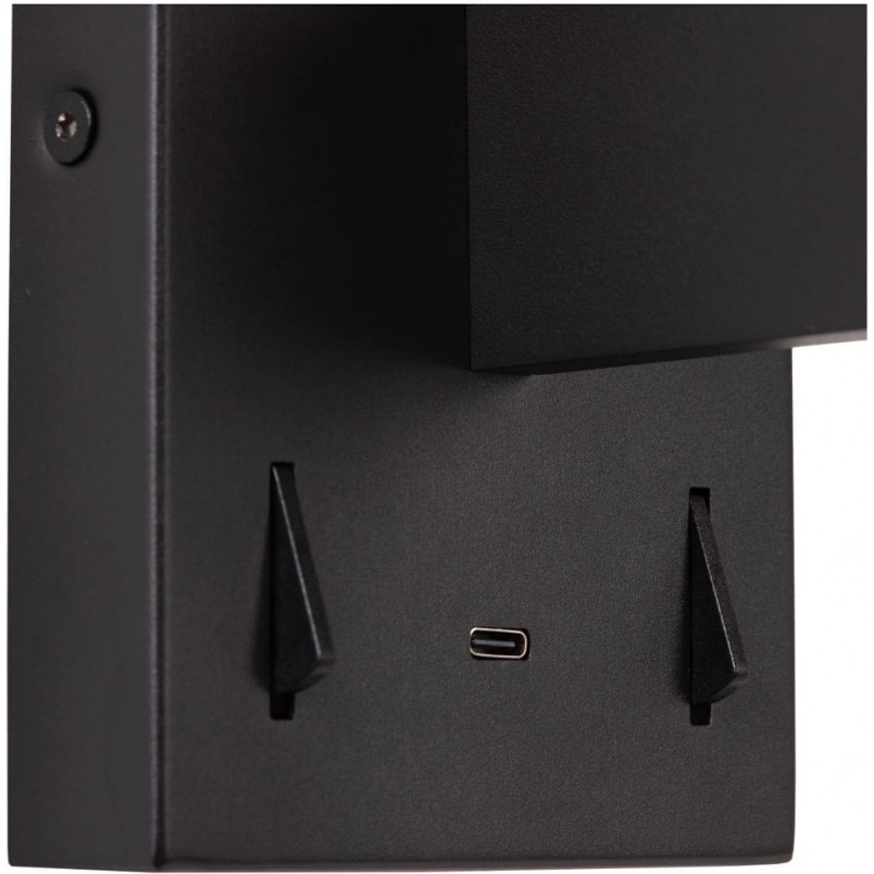 Kinkiet Finan LED Lucide | Czytanie + USB | Czarny