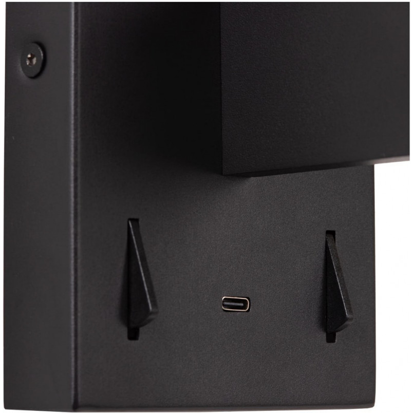 Kinkiet Finan LED Lucide | Czytanie + USB | Czarny