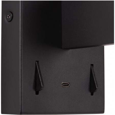 Kinkiet Finan LED Lucide | Czytanie + USB | Czarny