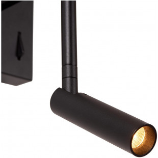 Kinkiet Finan LED Lucide | Czytanie + USB | Czarny