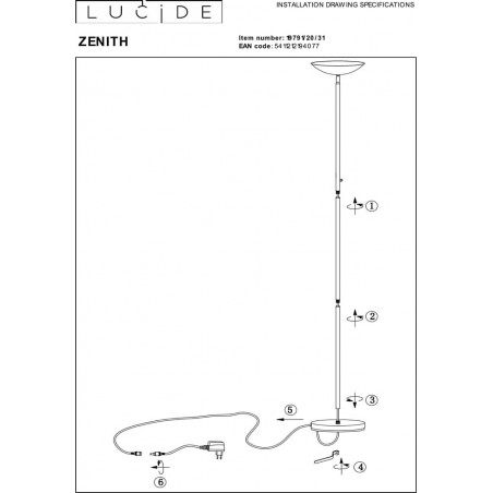Lampa podłogowa LED Zenith biała | Lucide - Kup online