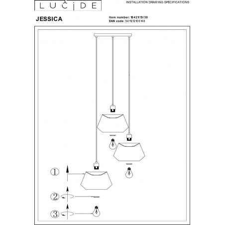 Lampa wisząca czarna Lucide Jessica - Elegancki design