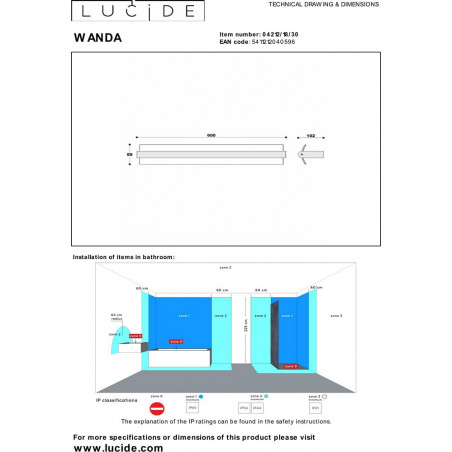 Kinkiet łazienkowy Wanda LED - Lucide | Nowoczesny design